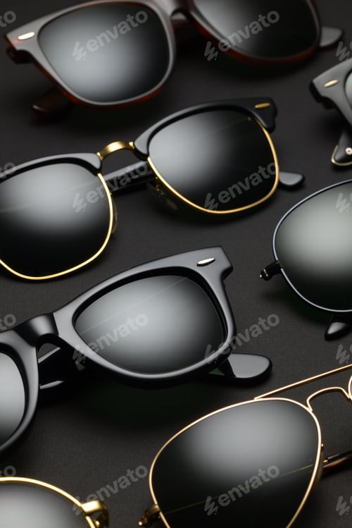 Preview: Old-fashioned sunglasses on black background