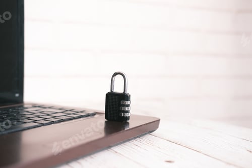 Preview: internet safety concept with padlocked on computer keyboard