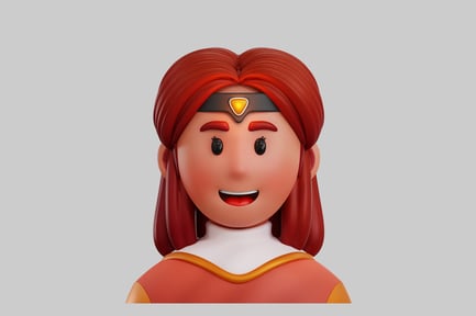 Preview: Cartoon heroine with headband character