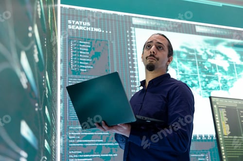 Preview: Governmental IT expert at work planning advanced cyber attacks