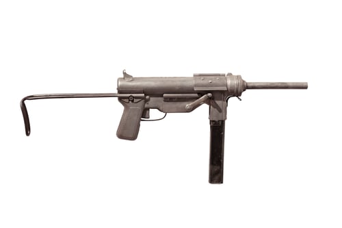 Preview: M3 submachine gun also known as a grease gun isolated on a white background