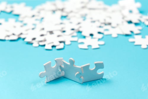 Preview: Three pieces of white jigsaw puzzle