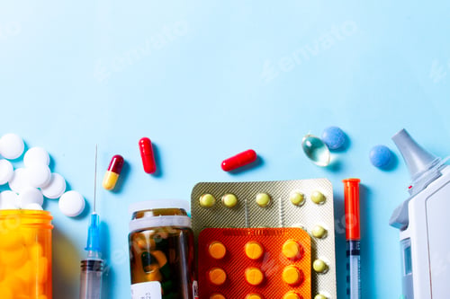 Vista previa: Healthcare concept on blue