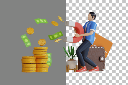 Preview: Attracts Money Magnetically 3D Illustration