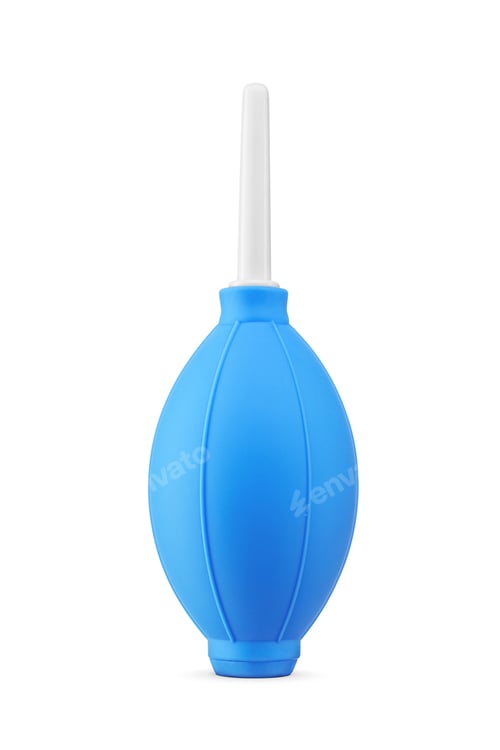 Preview: Dust cleaner, rubber bulb air blower pump for camera and lenses isolated on white.