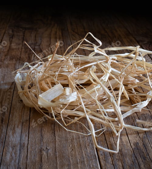 Preview: Pile of Raffia on Wooden Surface, Abstract