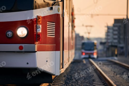 Preview: Close-up of tram of public transportation