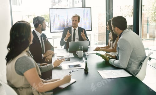 Preview: Presenting ideas to the team. Shot of corporate businesspeople meeting in the boardroom.