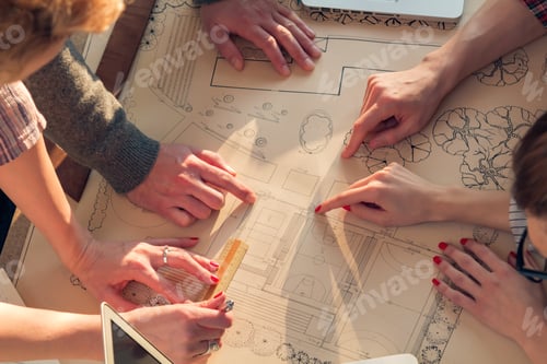 Preview: Team Made Of Young Architects In The Sunny Office.