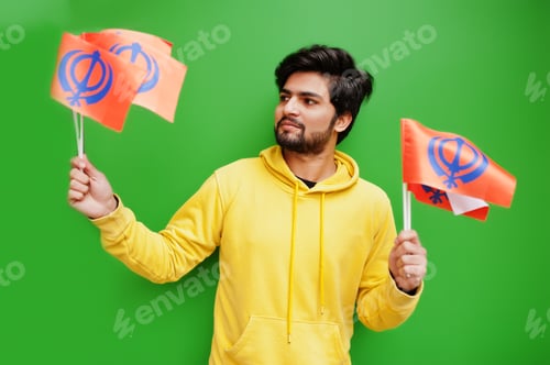 Preview: Asian man with flag