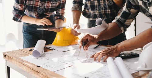 Preview: Engineer people meeting working in office for discussing, engineering .Hands of Engineer working