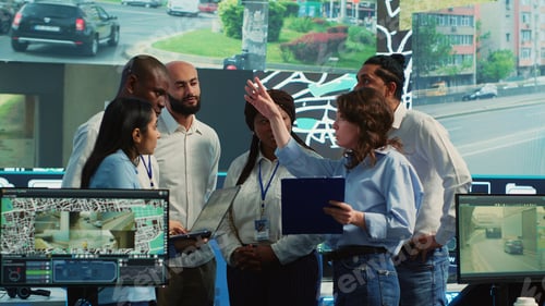 Preview: Diverse employees group discussing ways to speed up order delivery