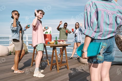 Preview: People Greeting Friends Coming to Party