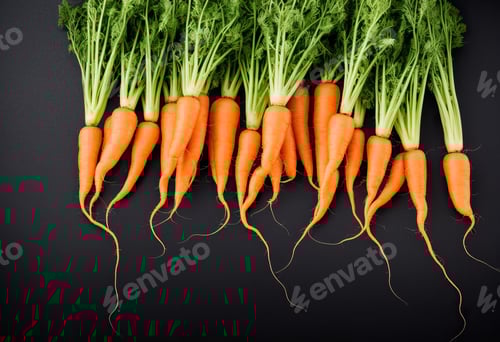 Preview: Orange carrots isolated on a dark background.