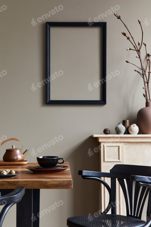 Preview: Rustic interior design of dining room