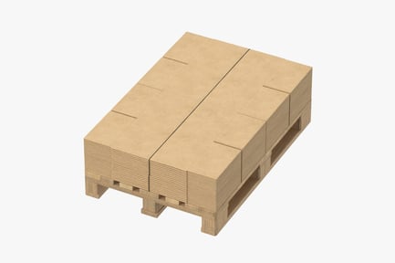 Preview: Pallet Load of Flat-Packed Cardboard Boxes Secured