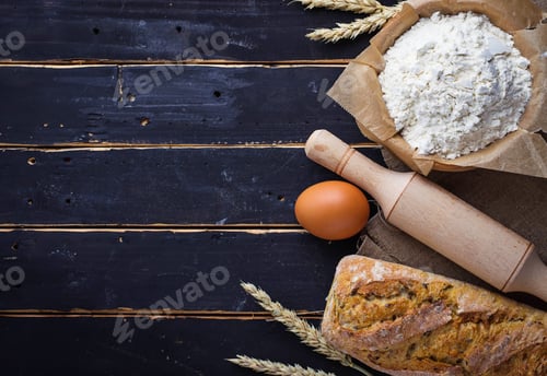 Preview: Baking ingredients, spikelets and bread