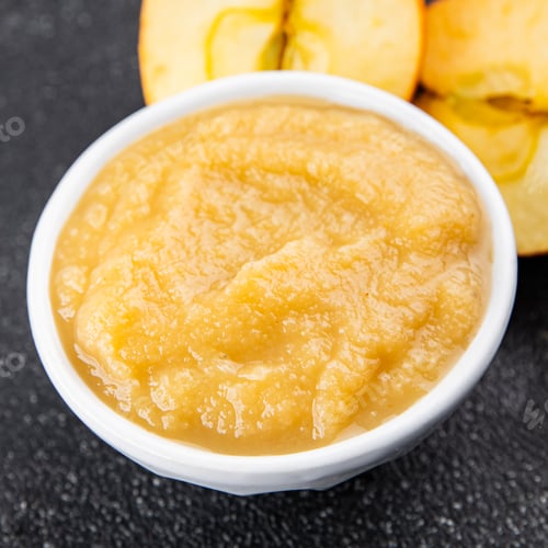 Preview: Apple puree natural ingredients tasty fresh delicious gourmet food background table rustic food
