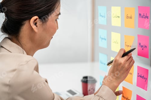 Preview: Two business people brainstorming with new startup project to planning marketing plan together while