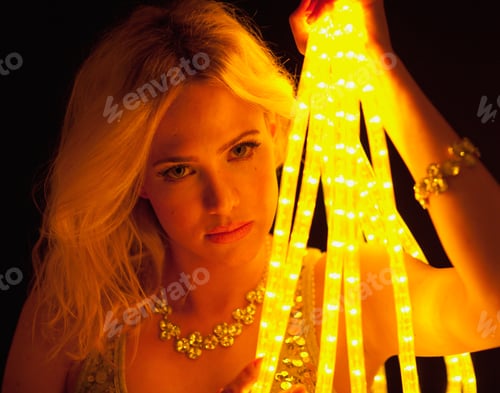 Preview: Beautiful woman with neon lights