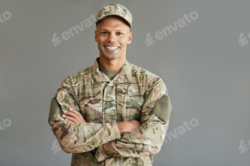 Preview: Young confident African American veteran looking at camera.