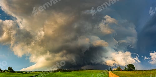 Preview: Severe supercell storm clouds with wall cloud and intense rain