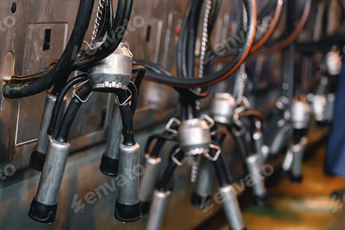 Preview: Cow milking machine in a cow farm
