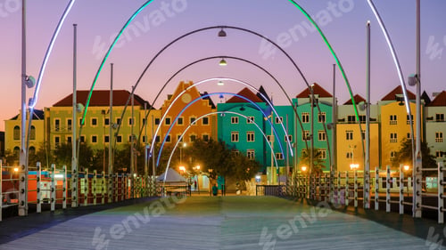Preview: Willemstad Curacao, colorful buildings around Willemstad Punda and Otrobanda