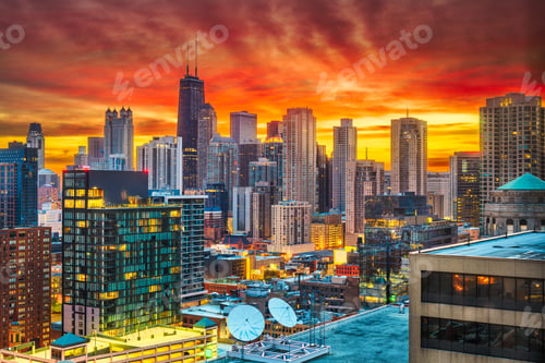 Preview: Chicago, Illinois, USA Dawn Skyline