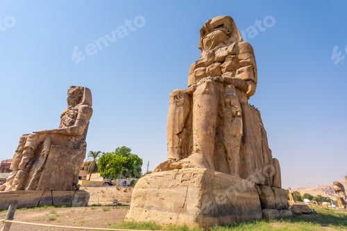 Preview: Two Egyptian sculpture in the city of Luxor along the Nile. Egypt