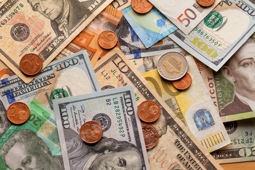 Preview: Assorted Currency Pile of American and European Money