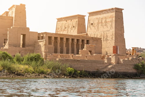 Preview: Egyptian temple situated on a bank river