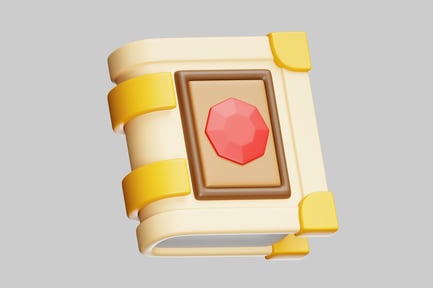 Preview: Ornamental yellow book with ruby
