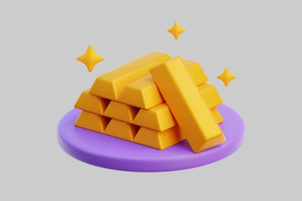 Preview: Stack of Gold Bars on a Purple Circle with Yellow Stars
