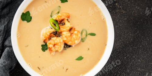 Preview: Tom kha soup shrimp, coconut milk, miso paste tasty seafood snack fresh delicious food