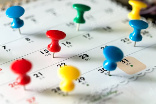 Preview: Thumb tack pins on calendar as reminder