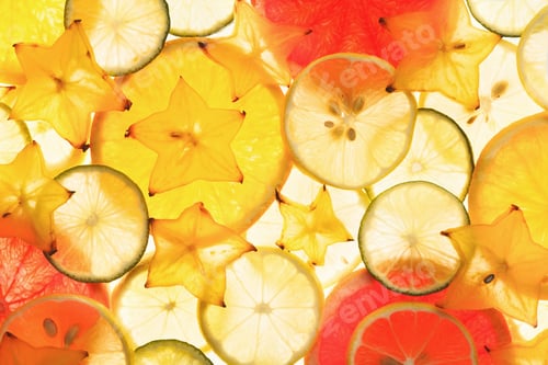 Preview: Backlit citrus fruits slices background