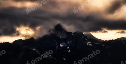 Preview: Aerial View from Airplane of a Valley in Canadian Mountain Landscape