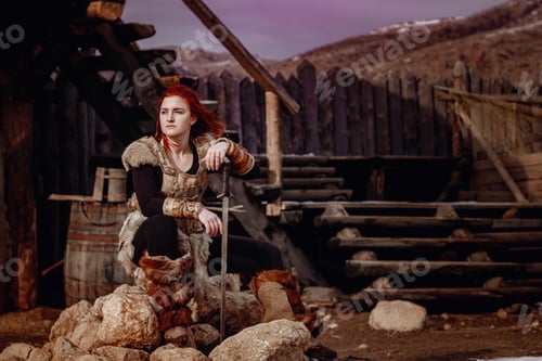 Preview: Viking woman . Reconstruction of a medieval scene