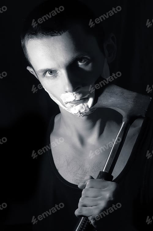 Preview: Young Man Shaving By Axe
