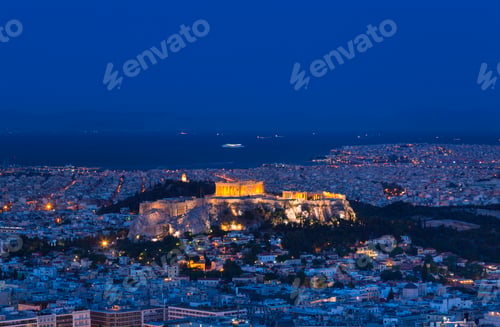 Preview: The Acropolis illuminated at night, Athens, Attiki, Greece, Europe