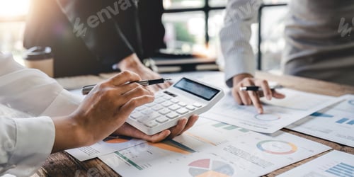Preview: Businesswoman or accountant working Financial investment on calculator, calculate, analyze business