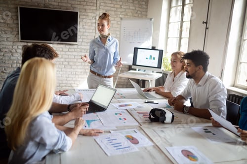 Successful business group of people at work in office