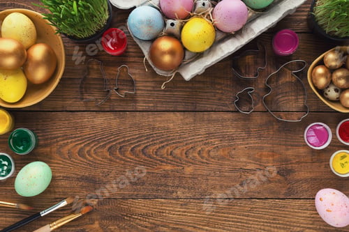 Preview: Frame of easter eggs and forms for baking