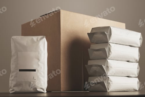 Preview: Big blank package presented in front carton craft box