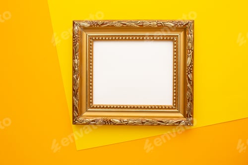 Preview: Frame on a yellow background. Copy space. View from above