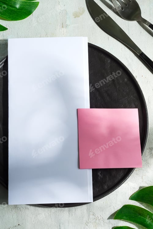 Preview: Dinner set served brochures with fork and knife