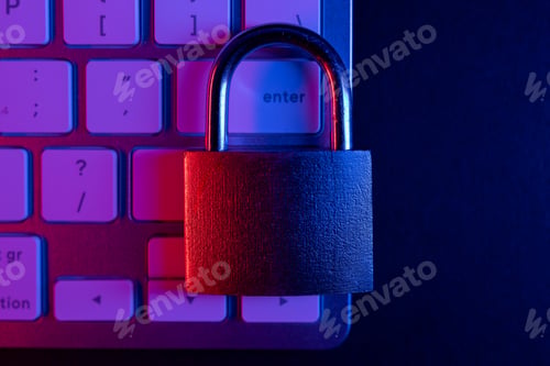 Preview: Lock placed on computer keyboard shows security and protection of digital data