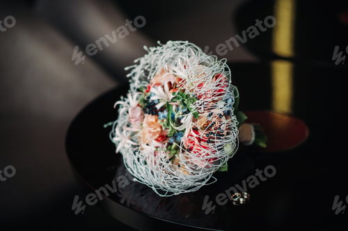 Preview: Wedding bouquet unusual modern.Wedding ring.Wedding ring.Wedding.Holiday Floristics