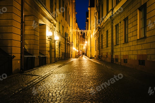 Preview: Yxsmedsgrand At Night, In Galma Stan, Stockholm, Sweden.